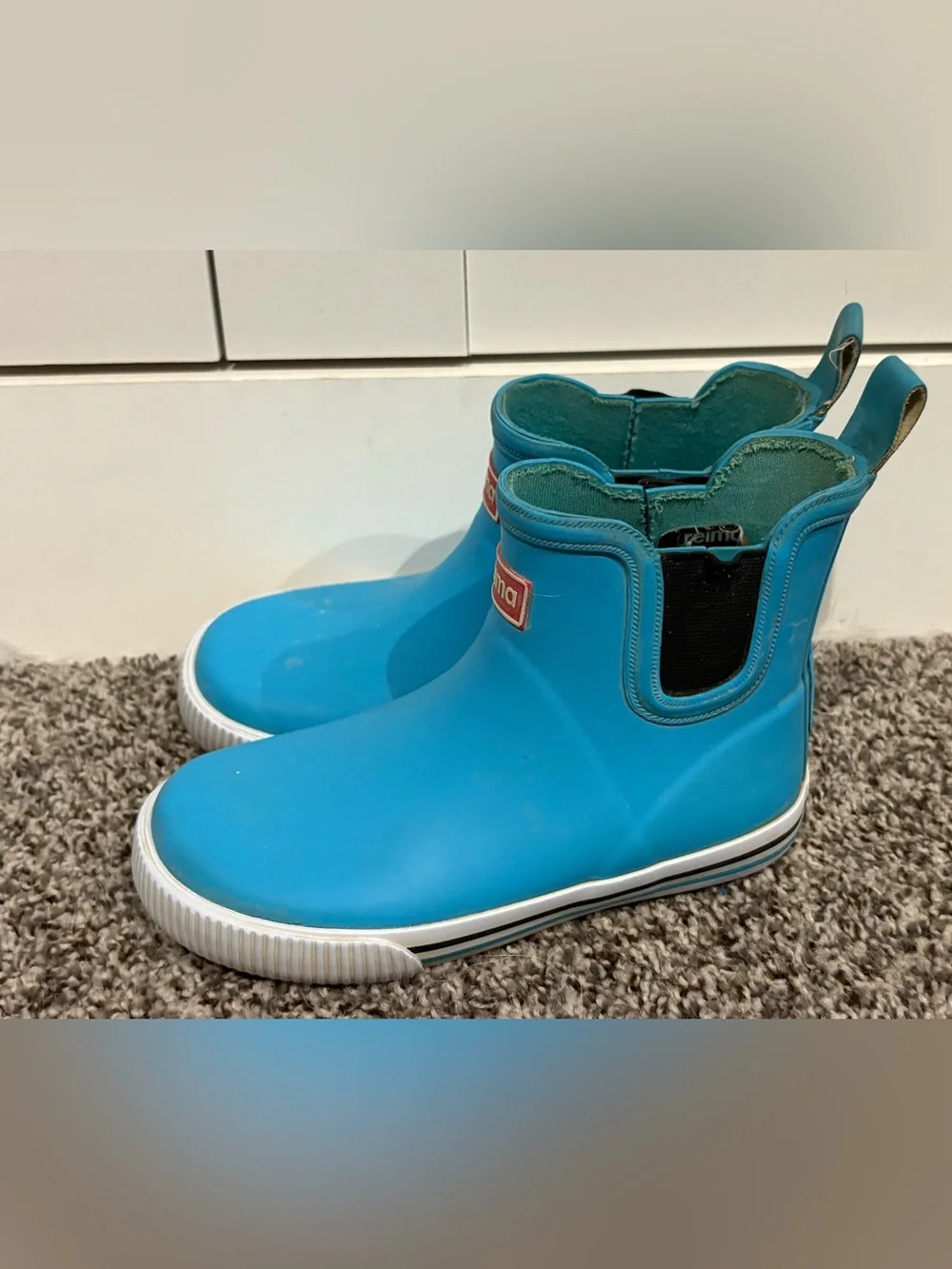 Reina Waterproof Slip OnAnkle Rain Booties Kids Blue Size 10c